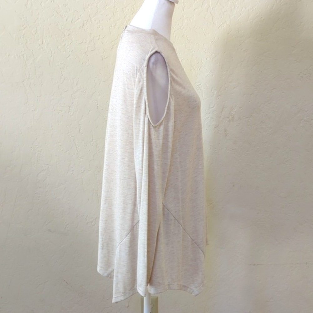 Style & Co Beige Speckled Shimmer Cold Shoulder Long Sleeve Top Size Medium - Picture 10 of 12